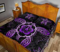 Turtle Hibiscus Violet Quilt Bed Set - Polynesian Pride