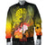 Tahiti Custom Personalised Men's Bomber Jacket - Humpback Whale with Tropical Flowers (Yellow) - Polynesian Pride