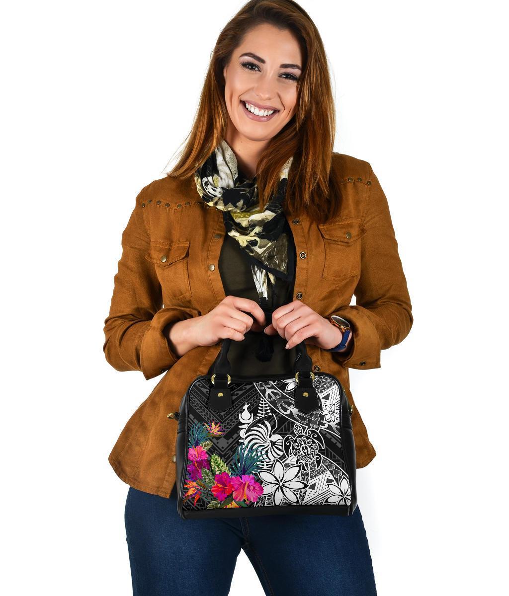 New Caledonia Shoulder Handbag - Turtle Plumeria Banana Leaf Crest - Polynesian Pride