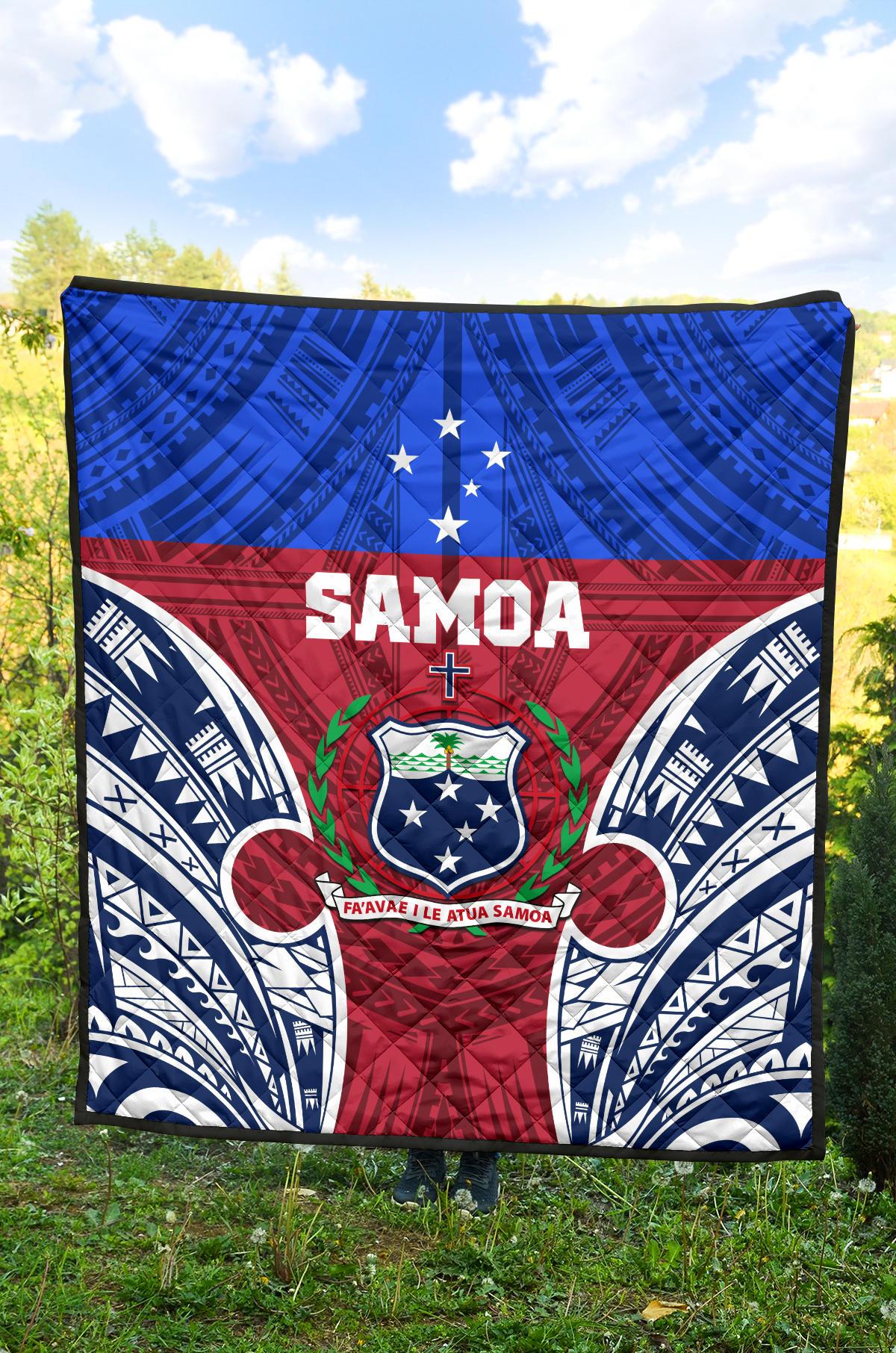 Samoa Polynesian Premium Quilt - Samoan Pattern With Seal - Polynesian Pride