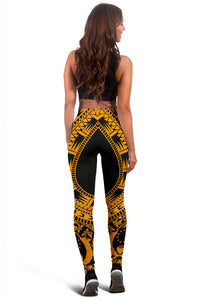 Pohnpei Women Leggings Polynesian Pattern Gold - Polynesian Pride