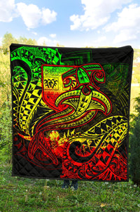 Fiji Premium Quilt - Reggae Shark Polynesian Tattoo - Polynesian Pride