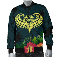 Polynesian Hawaii Kanaka Maoli Bomber Jacket - Heart with Hibiscus - Polynesian Pride
