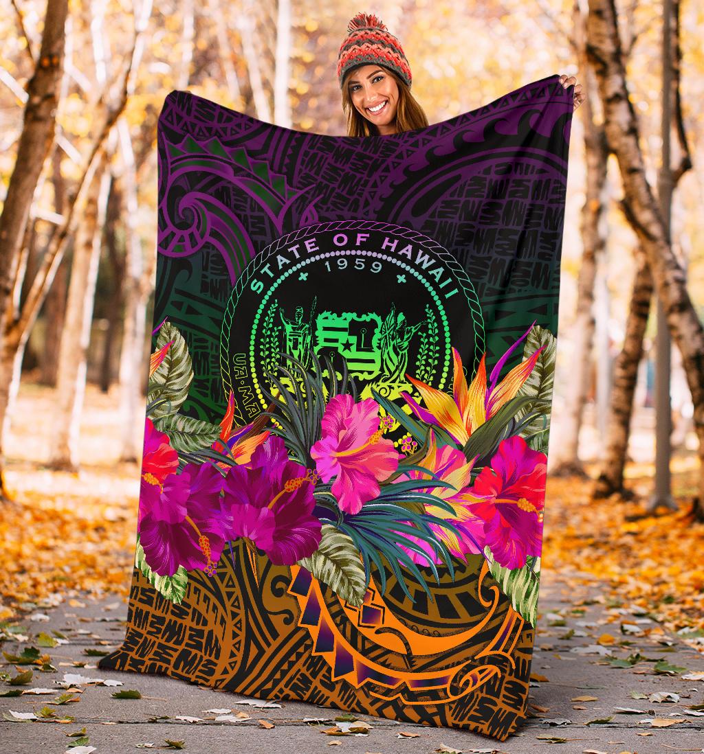 Polynesian Hawaii Premium Blanket - Summer Hibiscus - Polynesian Pride