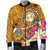 Tonga Men's Bomber Jacket - Turtle Plumeria (Gold) - Polynesian Pride