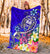 Guam Premium Blanket - Turtle Plumeria (Blue) - Polynesian Pride