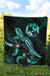 Tonga Polynesian Premium Quilt - Turtle With Blooming Hibiscus Turquoise - Polynesian Pride