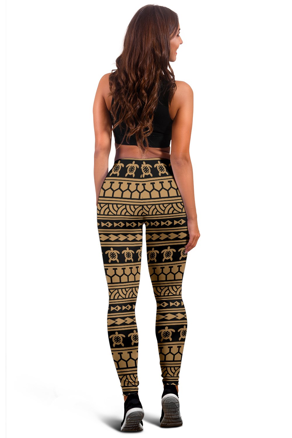 Polynesian Tatoo Tribal Gold Hawaii Women's Leggings AH - Polynesian Pride