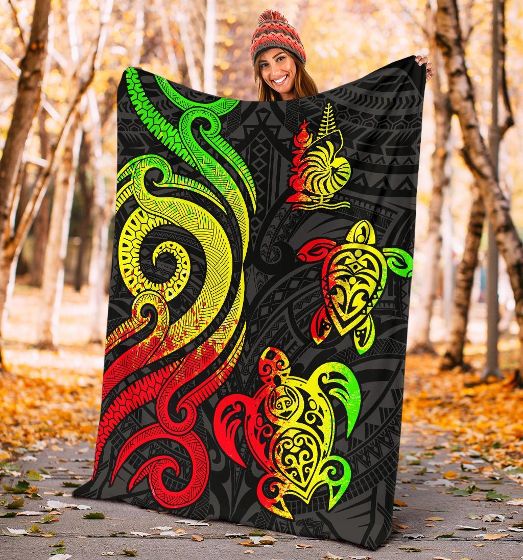 New Caledonia Premium Blanket - Reggae Tentacle Turtle - Polynesian Pride