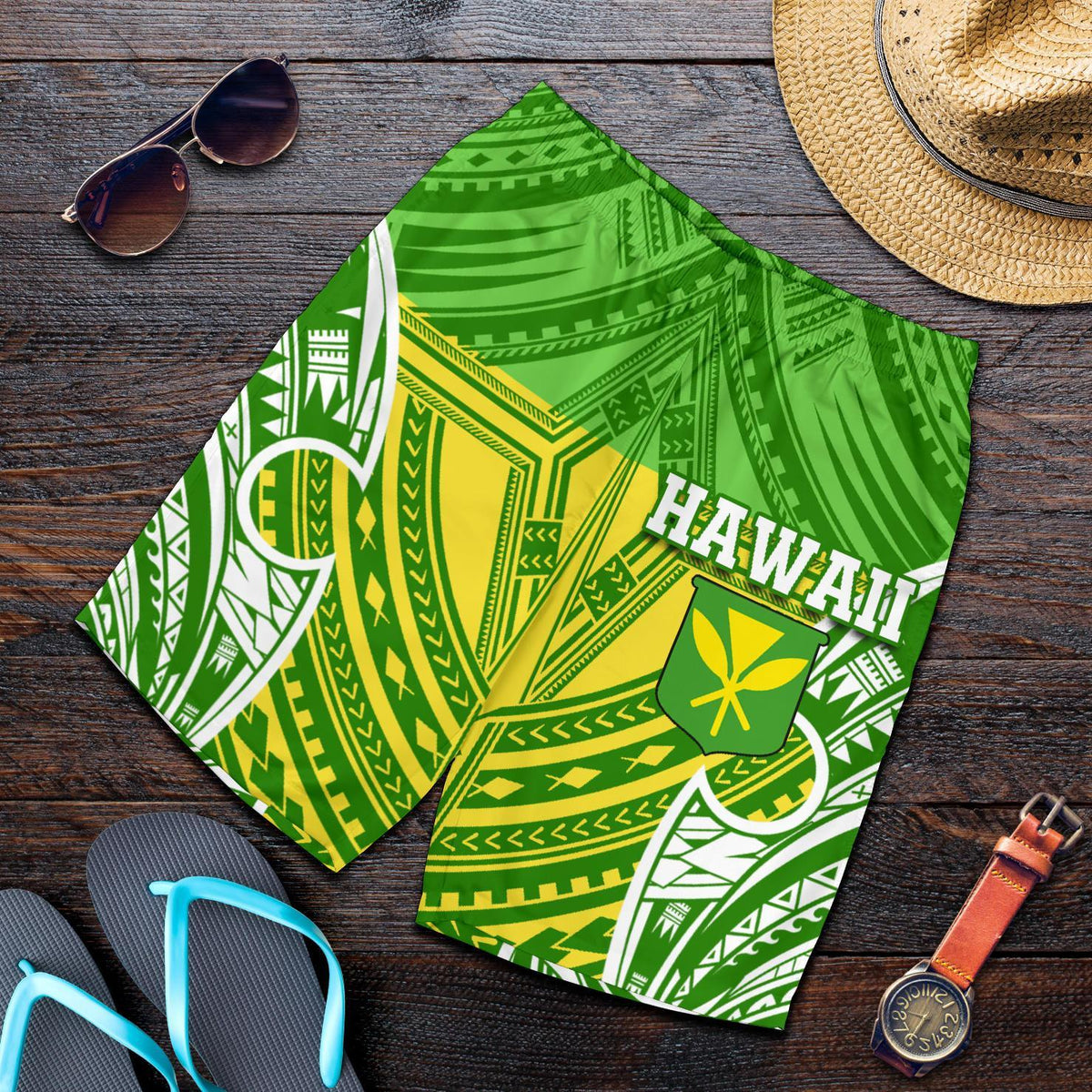 Hawaii Polynesian Men's Short - Hawaiian Pattern With Seal - Polynesian Pride