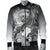 Polynesian Hawaii Men's Bomber Jacket - Humpback Whale with Tropical Flowers (White) - Polynesian Pride