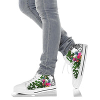 Nauru High Top Shoes White - Turtle Plumeria Banana Leaf - Polynesian Pride