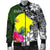 Palau Men Bomber Jacket - Turtle Plumeria Banana Leaf Black - Polynesian Pride