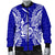 New Caledonia Polynesian Men's Bomber Jacket Map Blue - Polynesian Pride