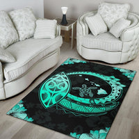 Hawaii Turtle Hibiscus Corner Map Polynesian Area Rug AH - Polynesian Pride