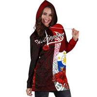 Philippines Polynesian Hoodie Dress - Coat Of Arm With Hibiscus - Polynesian Pride
