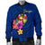 Tonga Polynesian Men's Bomber Jacket - Floral With Seal Blue - Polynesian Pride