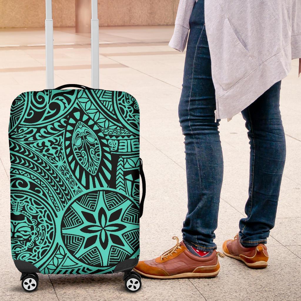 Polynesian Hawaiian Style Tribal Tattoo Turquoise Luggage Covers - Polynesian Pride
