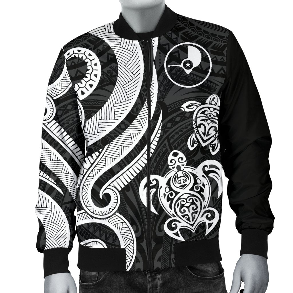 Yap Micronesian Men Bomber Jacket - White Tentacle Turtle - Polynesian Pride