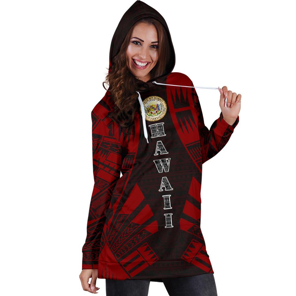 Hawaii Hoodie Dress - Polynesian Tattoo Red - Polynesian Pride