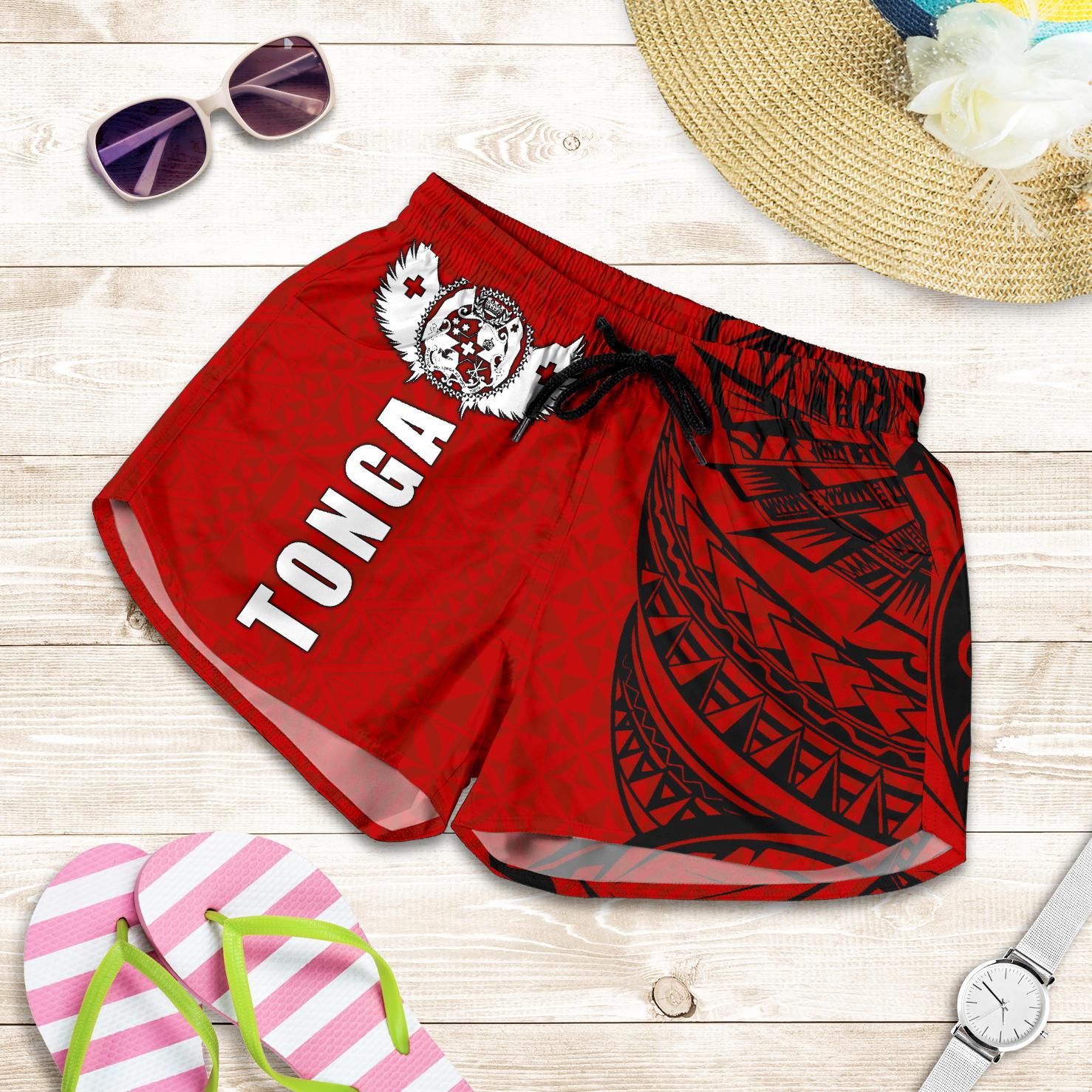 Tonga Polynesian Women's Shorts - Tonga Wings Women Red - Polynesian Pride