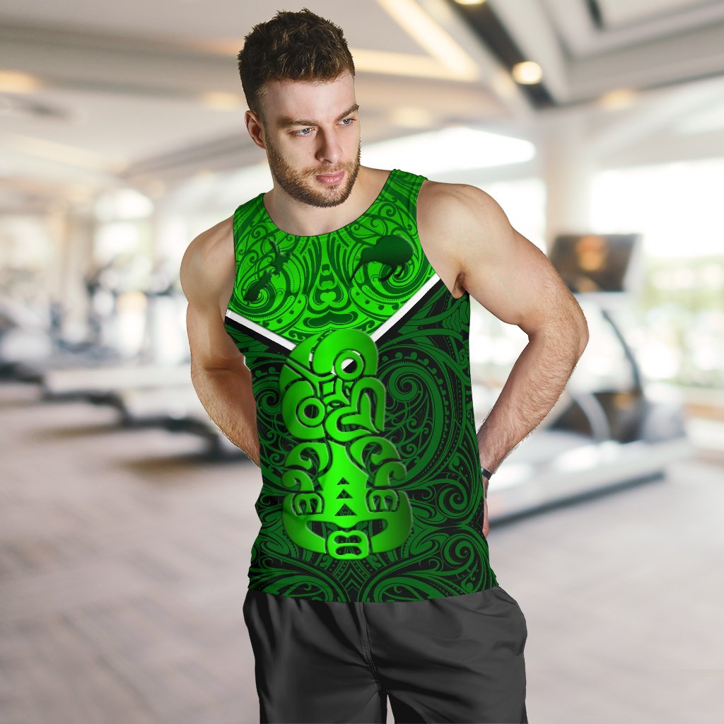 New Zealand Maori Rugby Men Tank Top Pride Version - Green - Polynesian Pride
