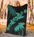 Hawaii Turtle Plumeria Coconut Tree Polynesian Premium Blanket - Turquoise - Polynesian Pride