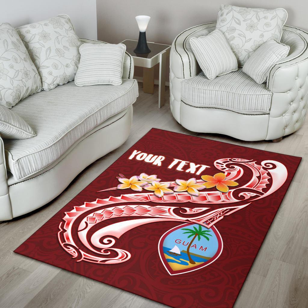 Guam Personalised Area Rug - Guam Seal Polynesian Patterns Plumeria (Red) - Polynesian Pride