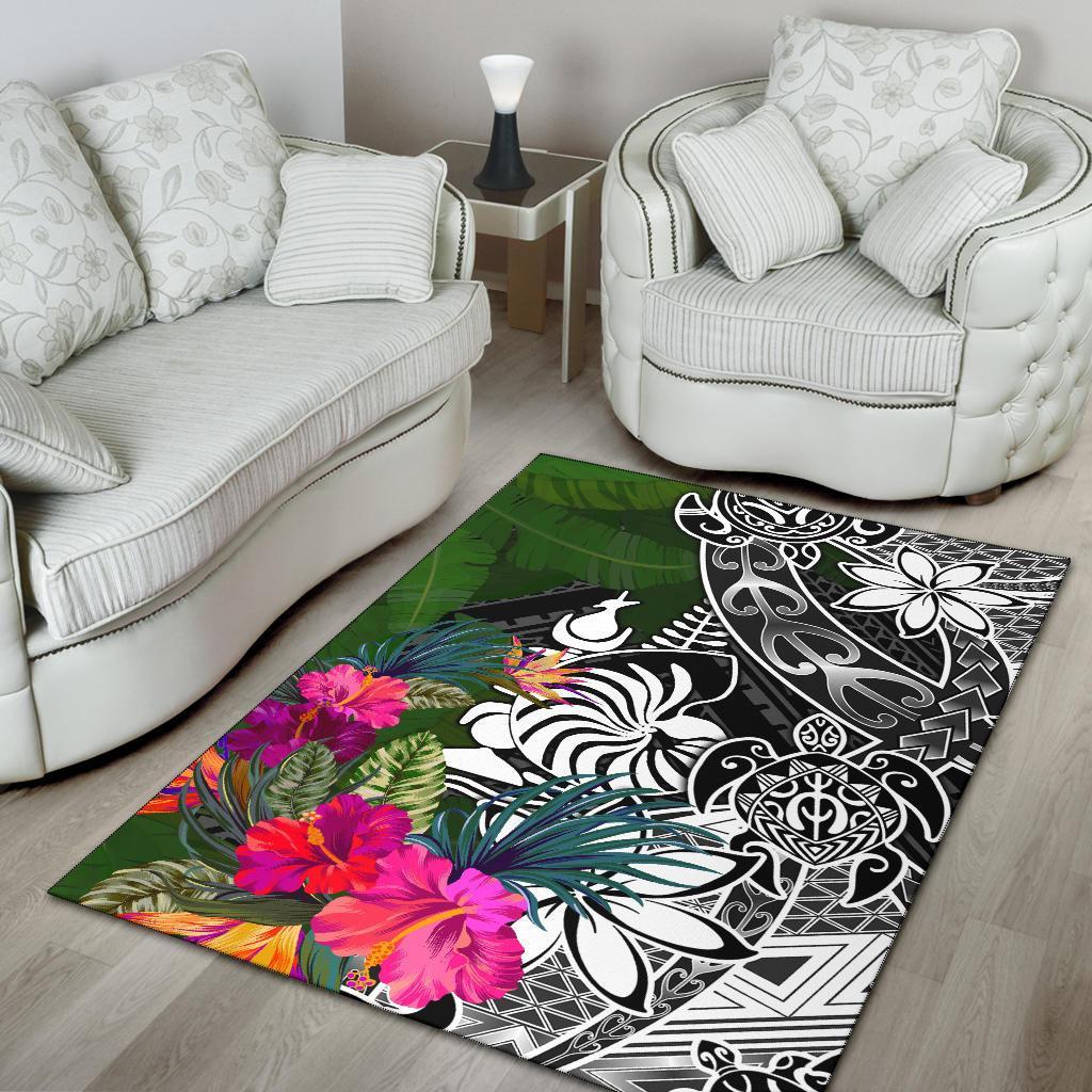 New Caledonia Area Rug - Turtle Plumeria Banana Leaf - Polynesian Pride