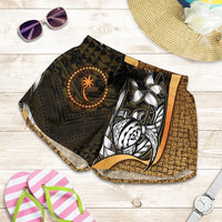 Chuuk Micronesia Women's Shorts Gold - Turtle With Hook - Polynesian Pride