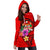 Fiji Polynesian Women's Hoodie Dress - Floral With Seal Red - Polynesian Pride