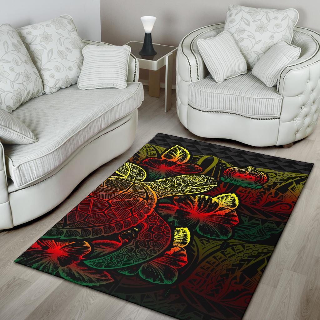 Samoa Area Rugs Turtle Hibiscus Reggae - Polynesian Pride