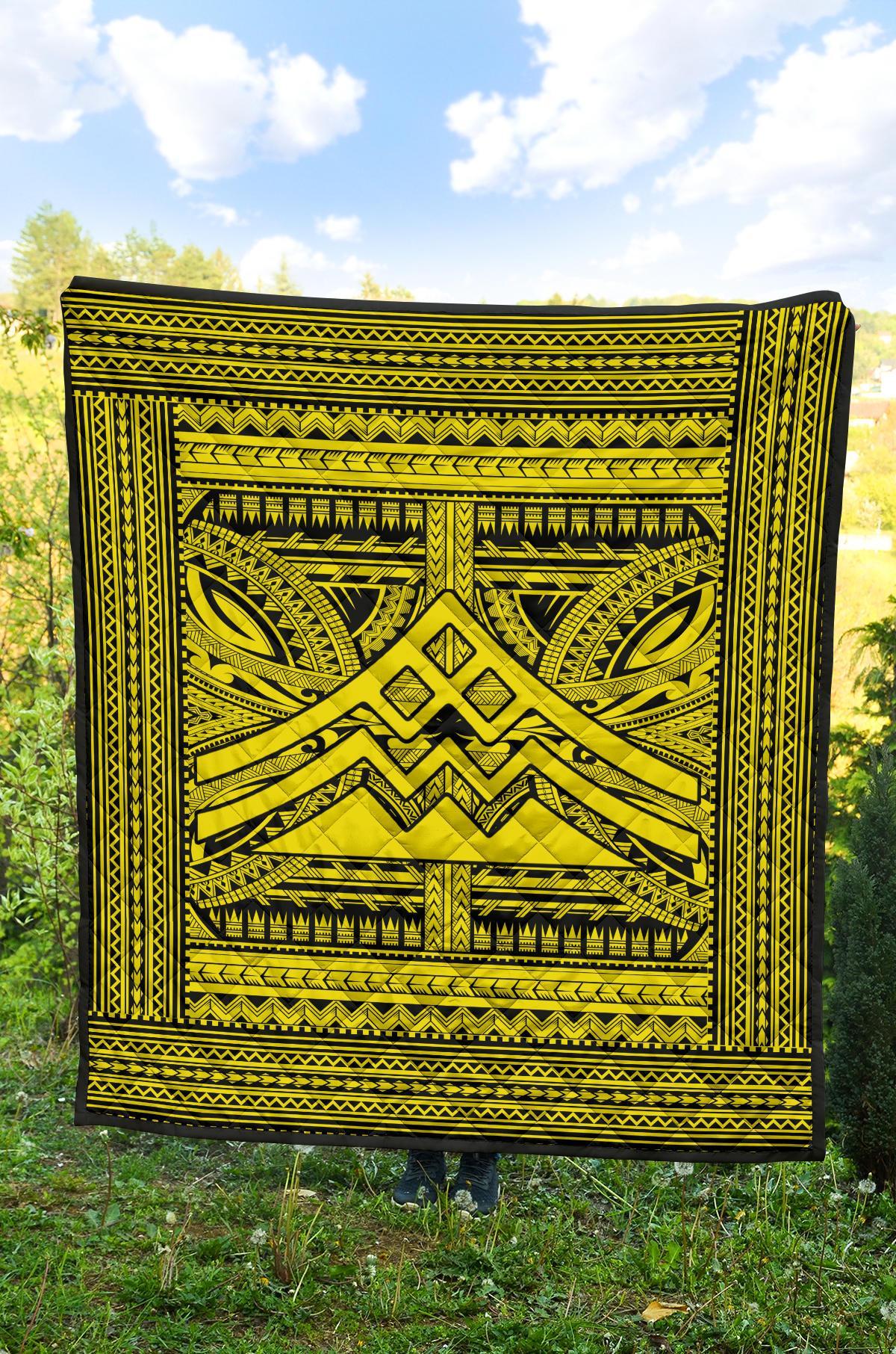 Hawaii Polynesian Mauna Kea Premium Quilt Yellow - Polynesian Pride