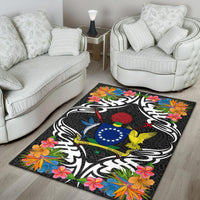 Cook Islands Area Rug - Coat OfArmsWith Tropical Flowers - Polynesian Pride