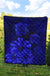 Hawaiian Map Turtle Hibiscus Vintage Polynesian Premium Quilt Blue - Polynesian Pride