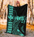 Hawaii Map Kanaka Polynesian Hula Girl Premium Blanket - Turquoise - Polynesian Pride