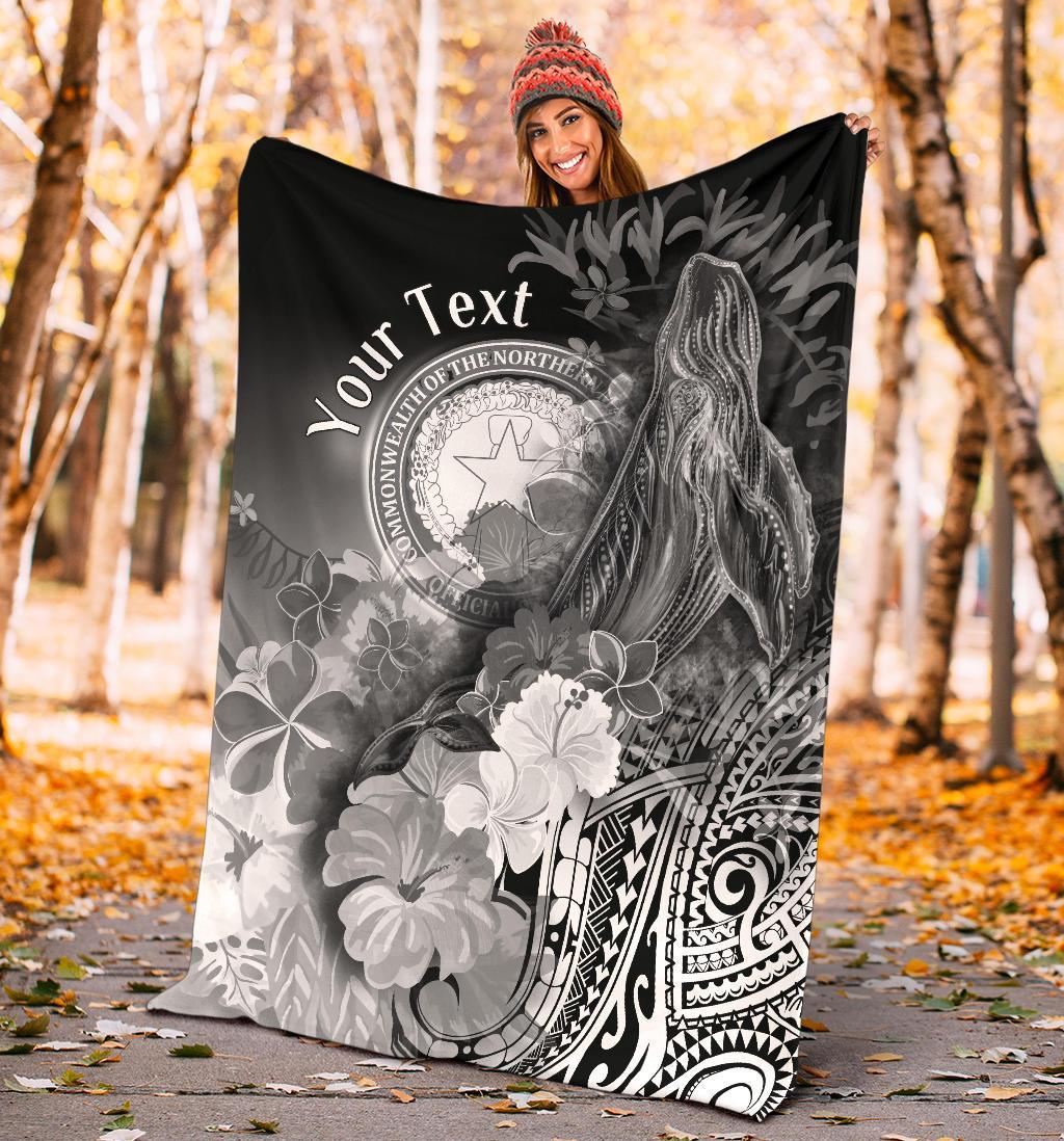 CNMI Custom Personalised Premium Blanket - Humpback Whale with Tropical Flowers (White) White - Polynesian Pride