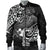 Guam Polynesian Men's Bomber Jacket - White Shark Polynesian Tattoo - Polynesian Pride