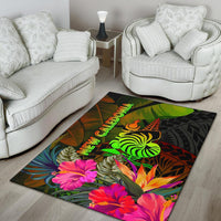New Caledonia Polynesian Area Rug - Hibiscus and Banana Leaves - Polynesian Pride