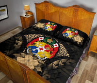 Tonga Polynesian Quilt Bed Set Hibiscus Gold - Polynesian Pride