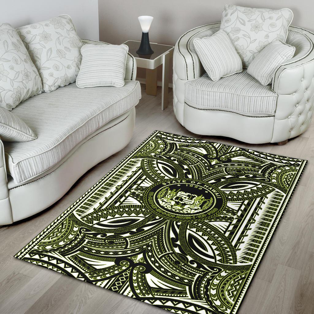 Hawaii Area Rugs - Polynesian Tattoo & Hawaii Coat of Arm - Polynesian Pride