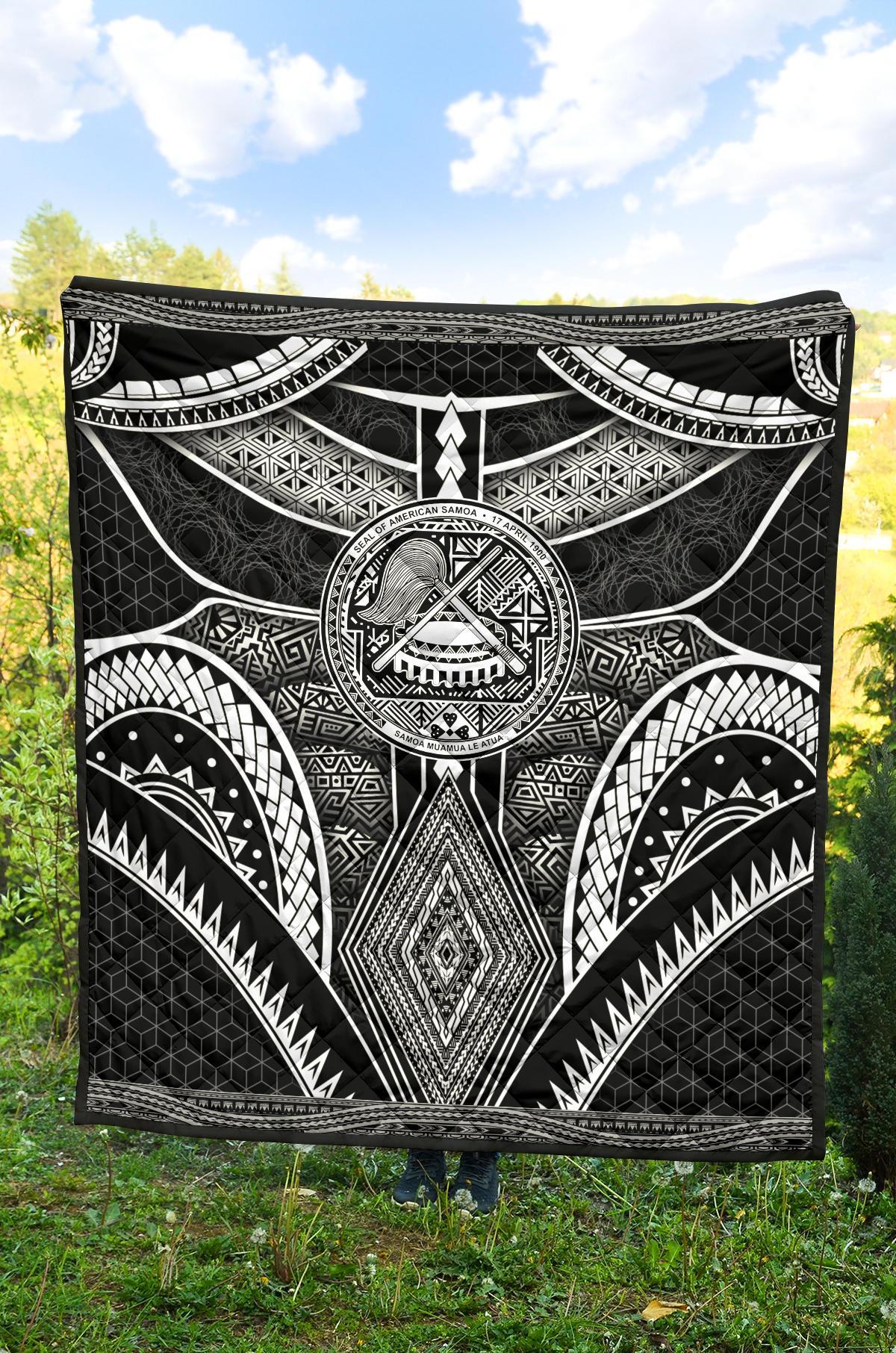 Polynesian Quilts - American Samoa Coat Of Arm With Poly Patterns - Polynesian Pride