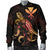 Hawaii Polynesian Men's Bomber Jacket - Turtle With Blooming Hibiscus Gold - Polynesian Pride