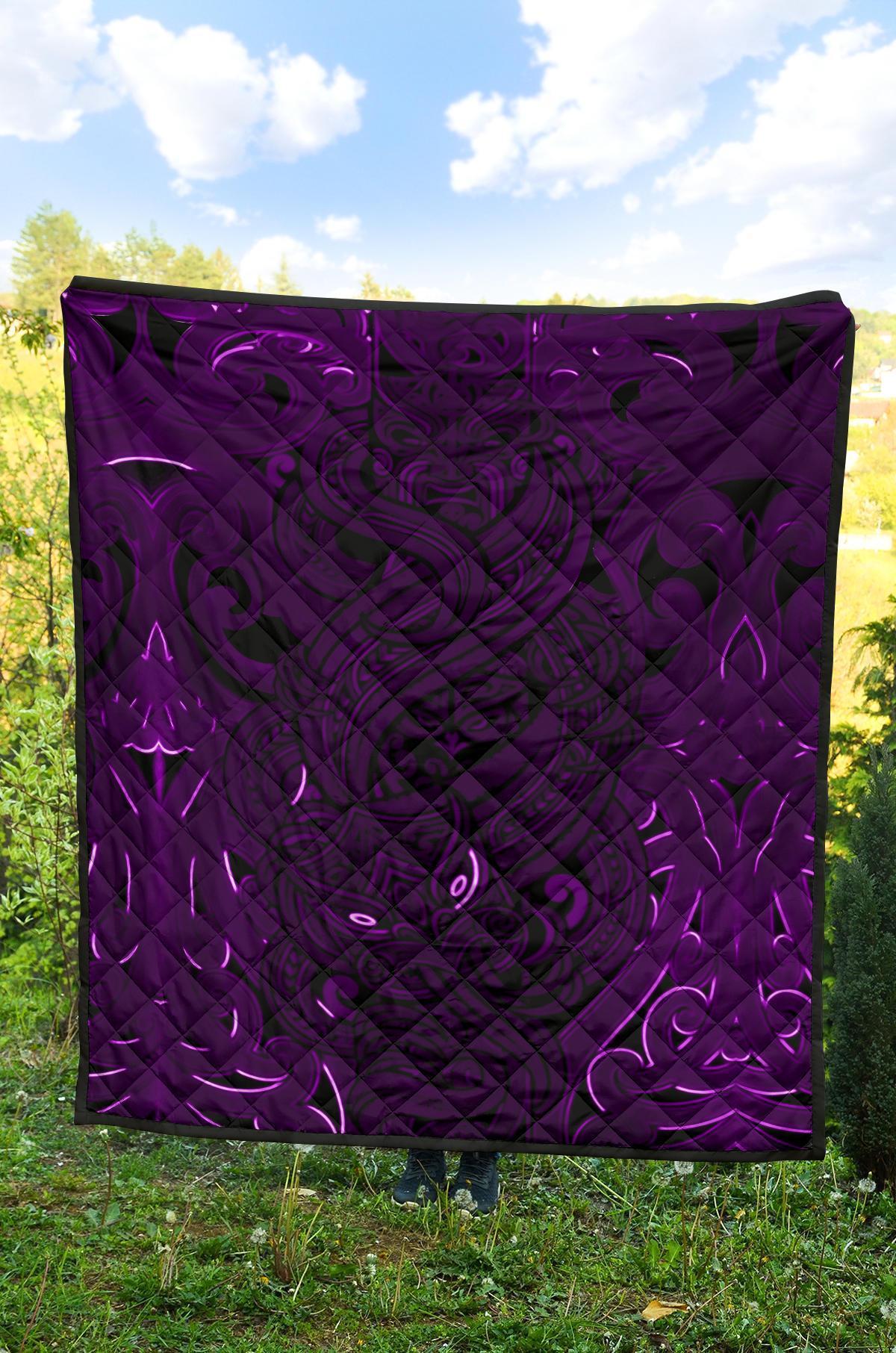 New Zealand Premium Quilt, Maori Gods Tumatauenga (God Of War) - Purple - Polynesian Pride