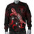 Niue Polynesian Men's Bomber Jacket - Turtle With Blooming Hibiscus Red - Polynesian Pride