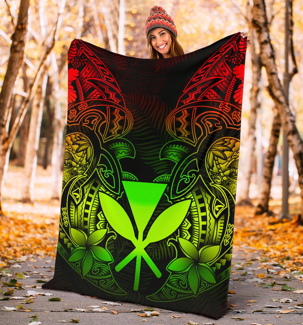Polynesian Hawaii (Kanaka Maoli) Premium Blanket - Reggae Turtle Homeland - Polynesian Pride