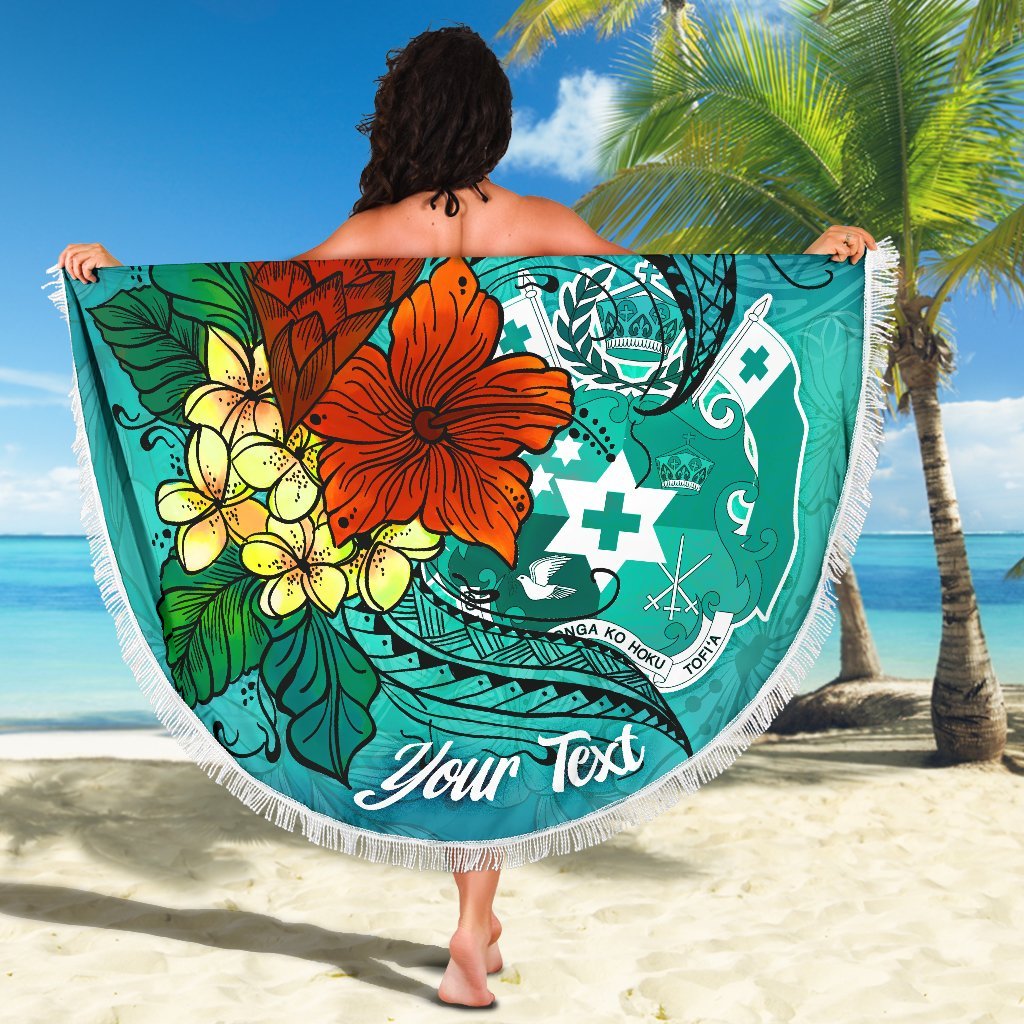 Tonga Beach Blanket - Custom Personalised Tropical Flowers Style - Polynesian Pride