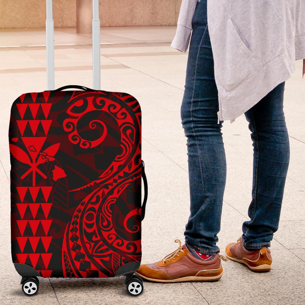 Kanaka Map Red Polynesian Luggage Covers - Polynesian Pride