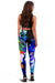 American Samoa Polynesian Women's Leggings - Humpback Whale with Tropical Flowers (Blue) - Polynesian Pride