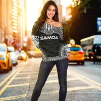 Samoa Polynesian Chief Women's Off Shoulder Sweater - Black Version - Polynesian Pride